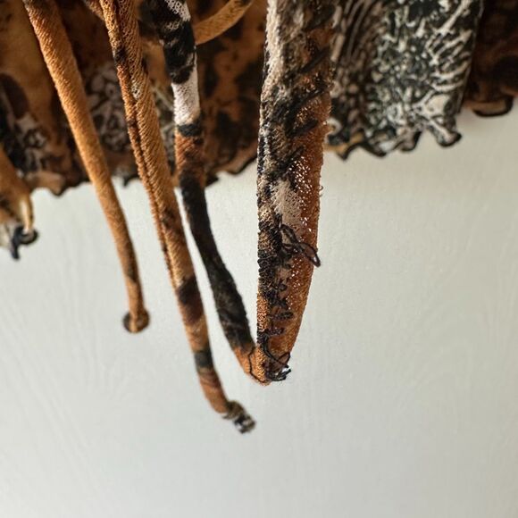 Vintage Suzie in the City Flare Sleeve Cinched Waist Scoop Lace Animal Y2K Large - Picture 5 of 8